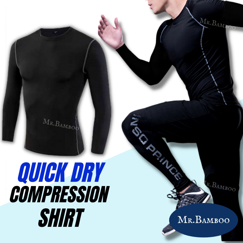 [M'sia Ready Stock]Men Fitness Compression Shirt Quick Dry Top Sport ...