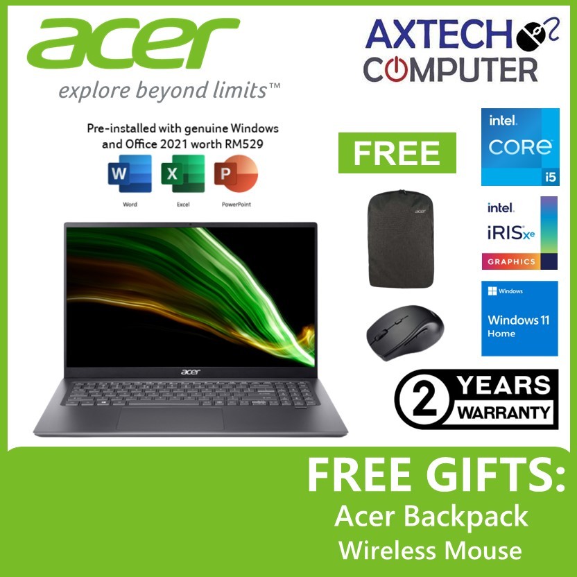 Acer Swift 3 SF316-51-56QK 16.1'' FHD Laptop Steel Gray ( I5-11300H ...