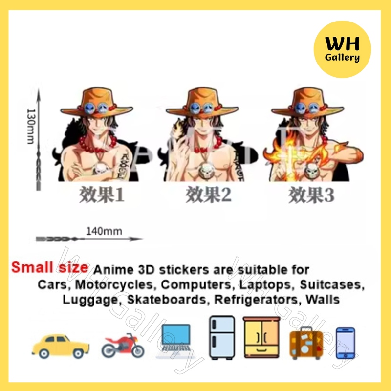 Anime 3D Sticker Luffy One Piece Comic Manga Stiker Car Sticker Motor ...
