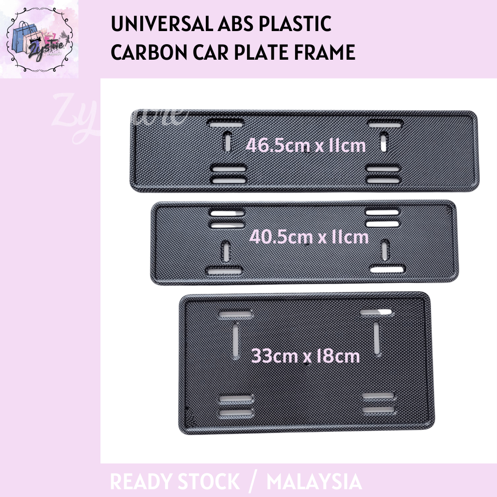 Carbon ABS Plastic Chrome Number Plate Cover / Sliver Carbon Casing
