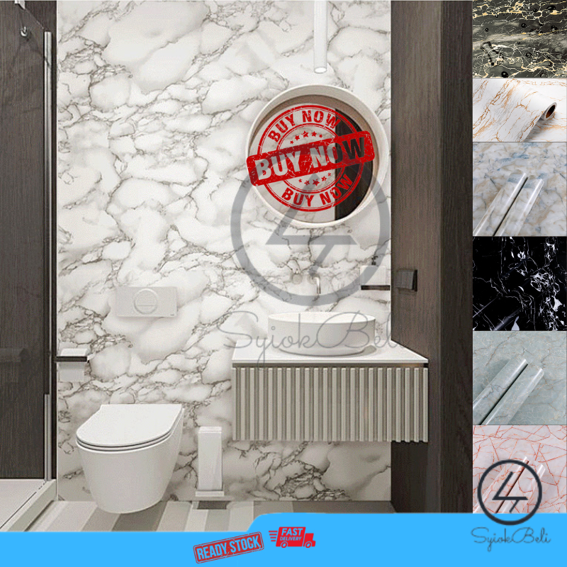 Self Adhesive Marble Waterproof Wallpaper Sticker Bathrooms