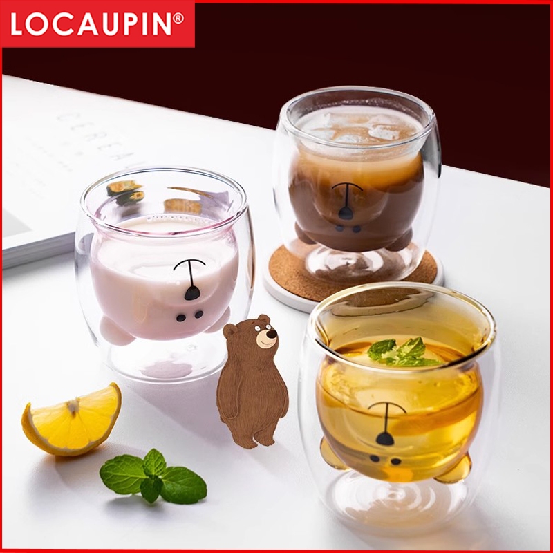 Patelai 3-Piece Bear Double Wall Insulated Glass Mugs - 250ml Capacity, Cute Espresso Cups, Gift Set - View #10