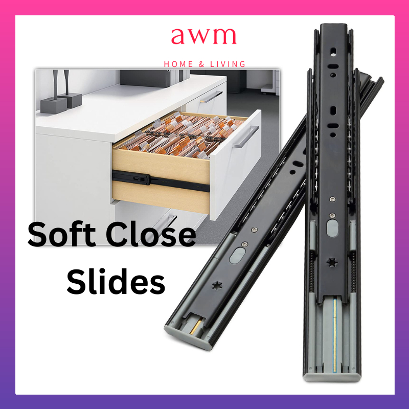AWM Drawer Soft Close Full Extension Ball Bearing Sliders Slaid Laci ...