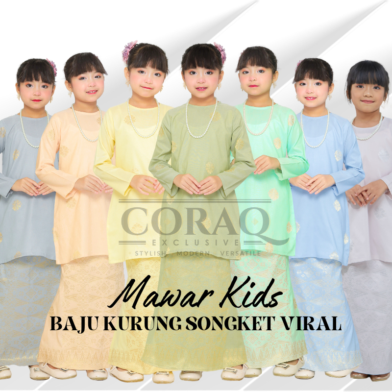Ready Stock | Kurung Riau Mawar Kids Songket Tenun Soft Cotton | Shopee ...