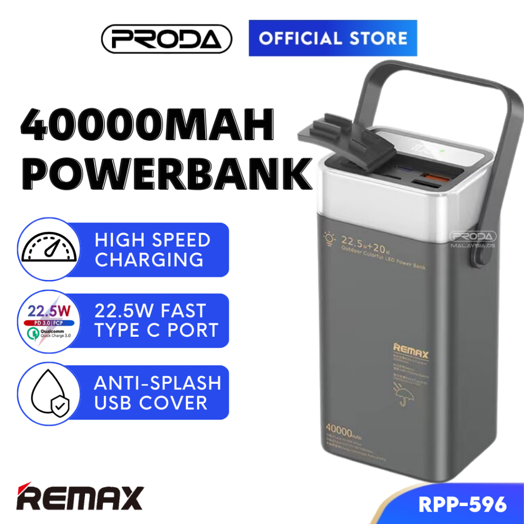 REMAX Power Pack Camping Type C 40000mAh Powerbank 22.5W Outdoor Fast ...