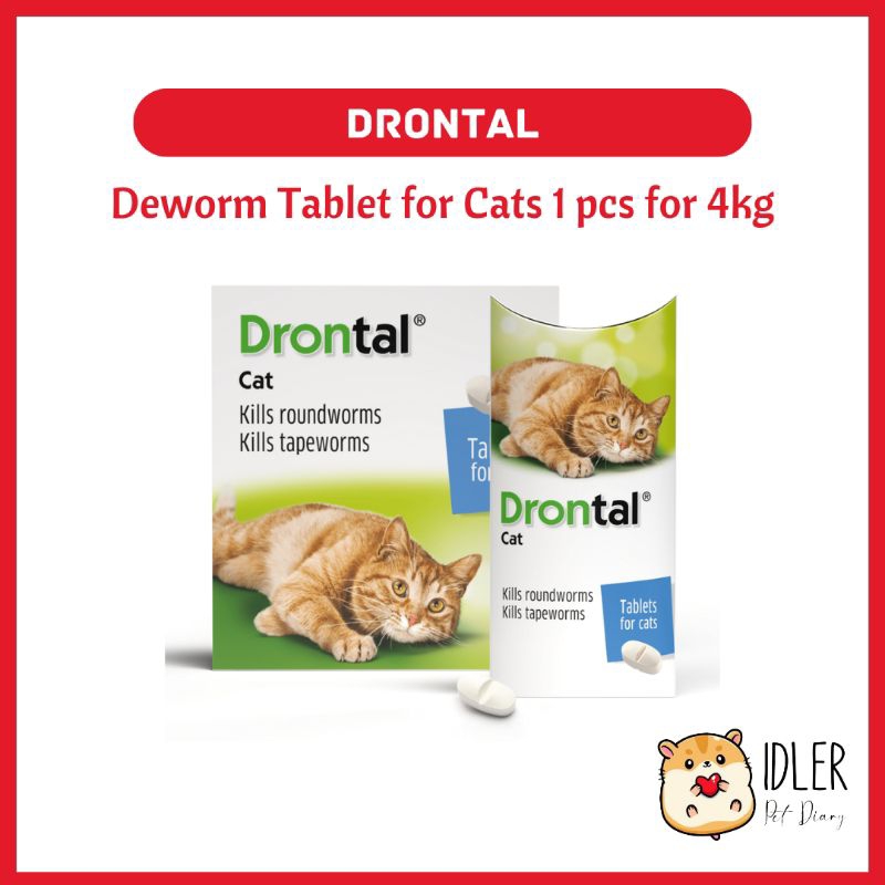 DRONTAL Deworm Tablet for Cats 1PCS for 4kg Ubat Cacing Kuching