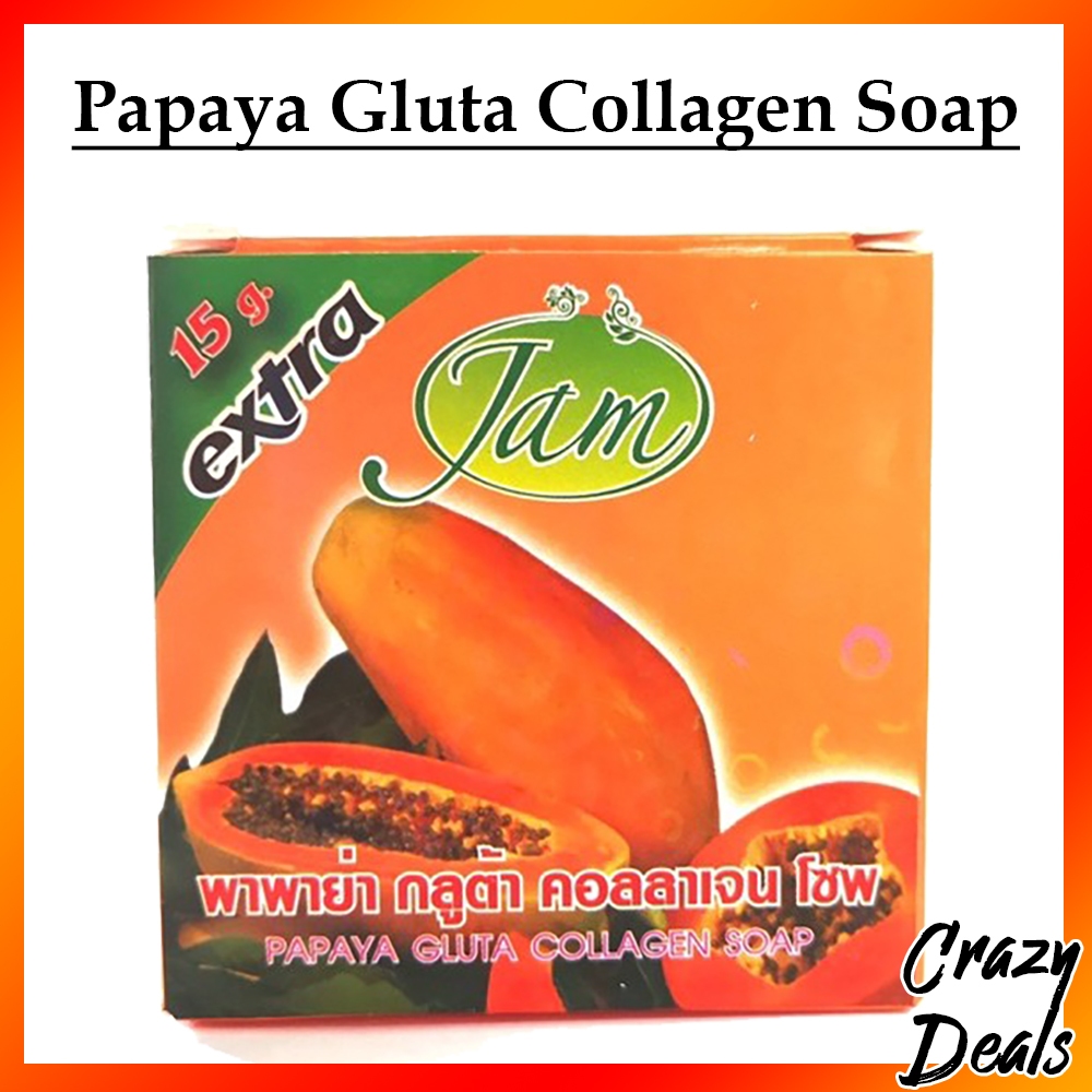 AM PAPAYA GLUTA COLLAGEN SOAP 100 Original From Jam Soap Thailand