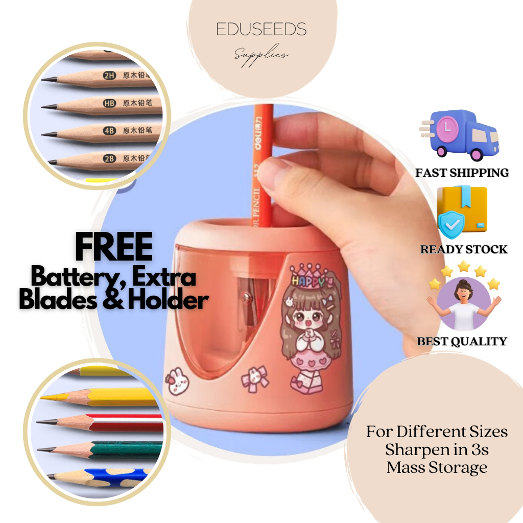 [Ready Stock] Automatic Pencil Sharpener Automated Sharpener Kids Auto