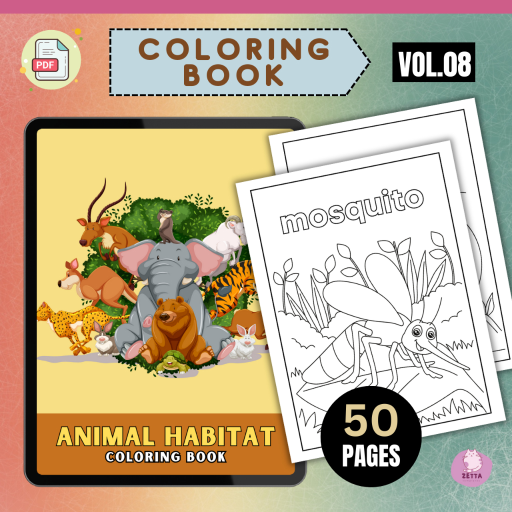 Animal Habitats Coloring Book Printable Coloring Book for Kids Stress