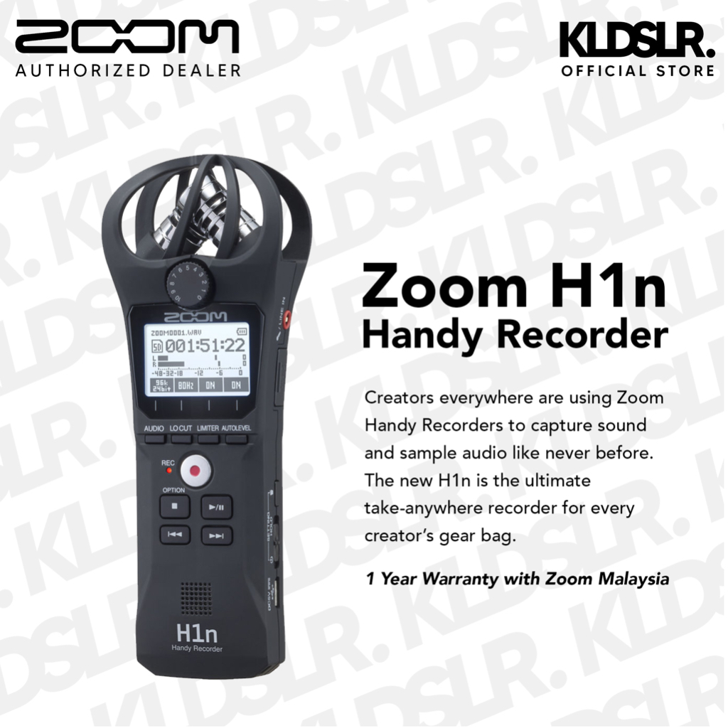 Zoom H1n Handy Recorder Portable Recorder, Onboard Stereo Microphones