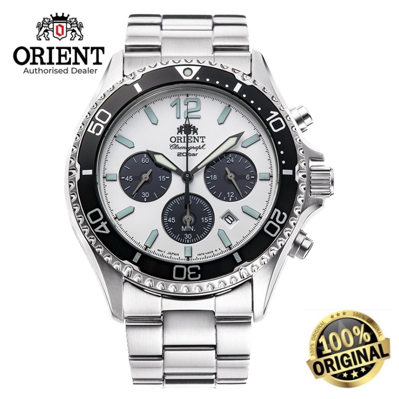 Official Warranty Orient Mako Solar Chronograph Diver Panda Men Watch