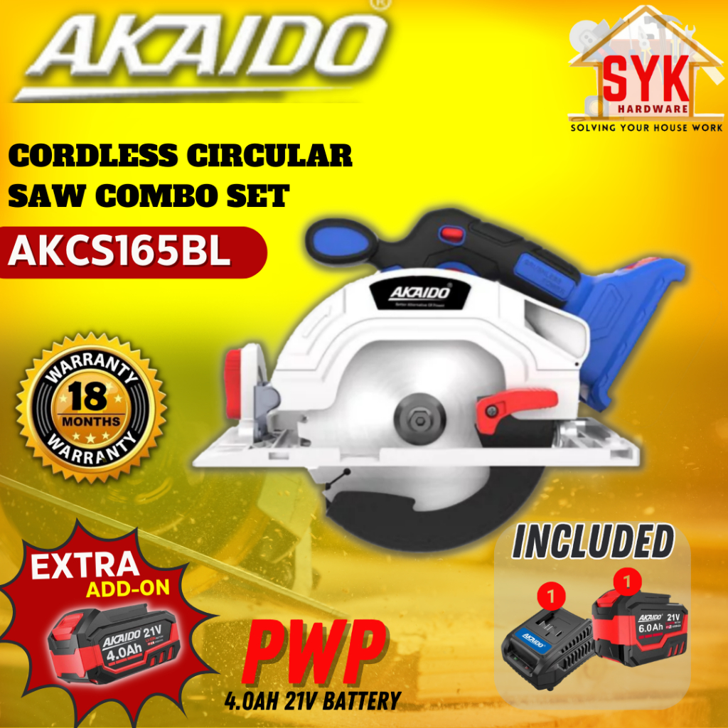 SYK Akaido AKCS165BL Brushless Cordless Circular Saw Combo Set Wood ...