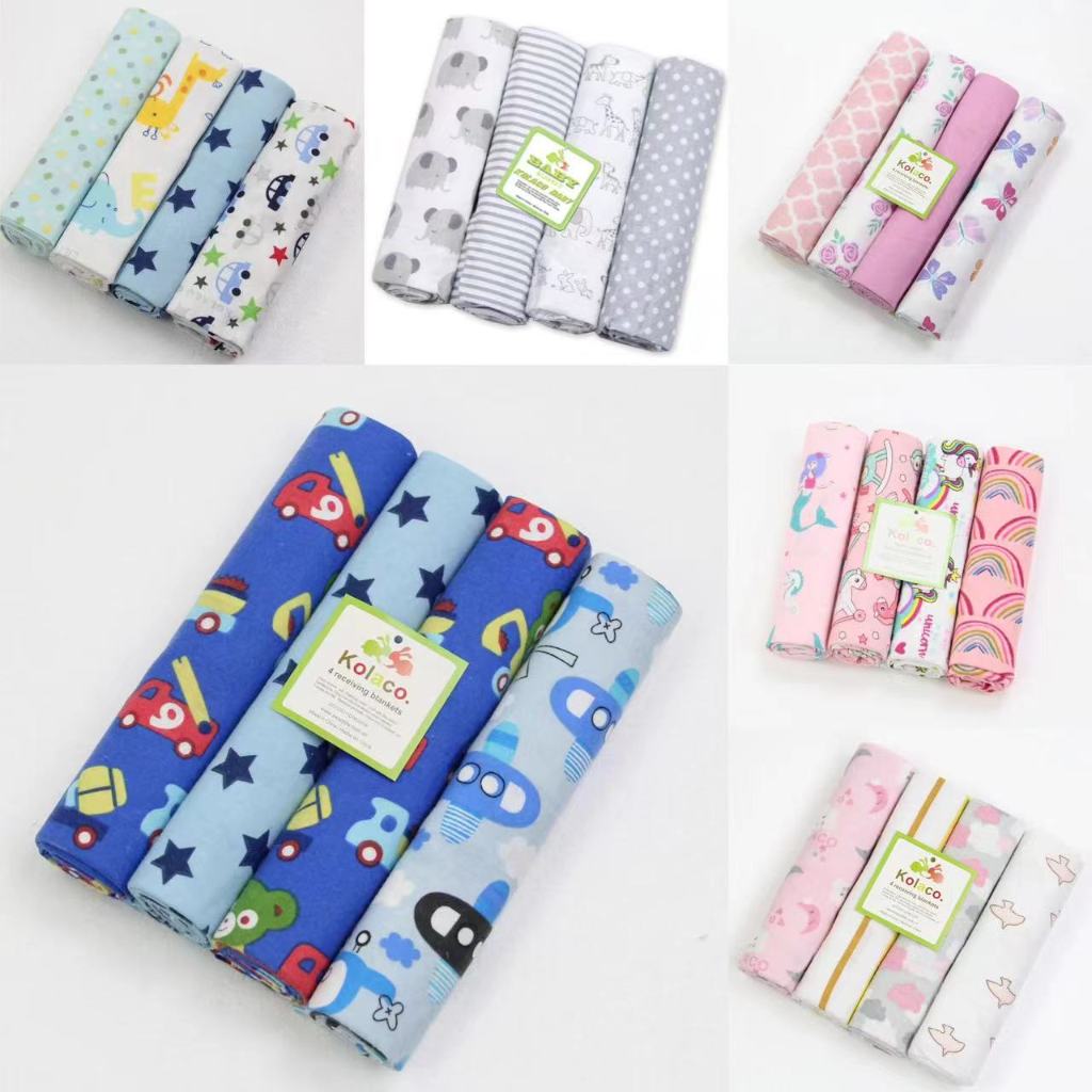 Bedung Bayi Baby Swaddle 4pcs Baby Blanket Cotton Flannel Newborn ...