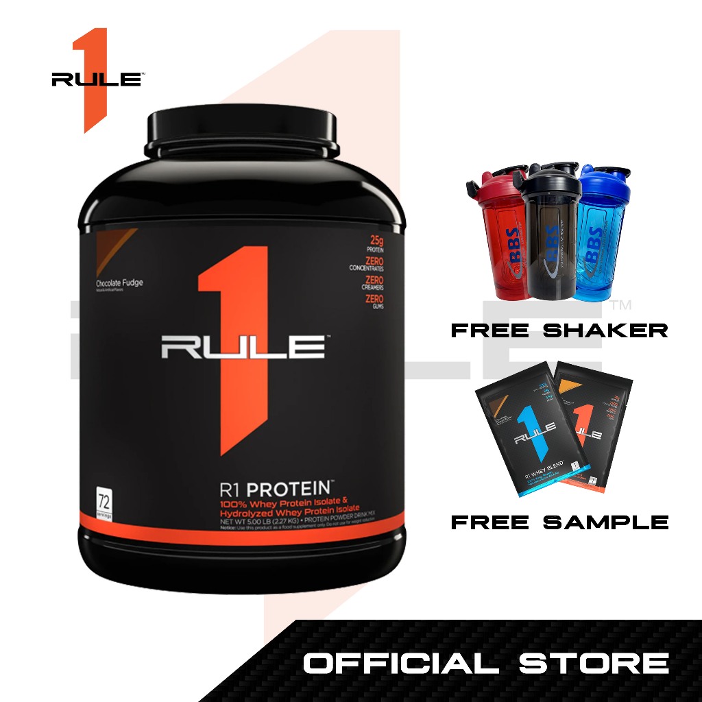 Rule 1 Whey Protein Isolate with FREE Rule 1 Shaker bottle, R1 PROTEIN  WHEY ISOLATE/HYDROLYSATE FORMULA Our flagship protein is made with  super-pure 100% whey isolate, fast-acting whey hydrolysate, and  virtually