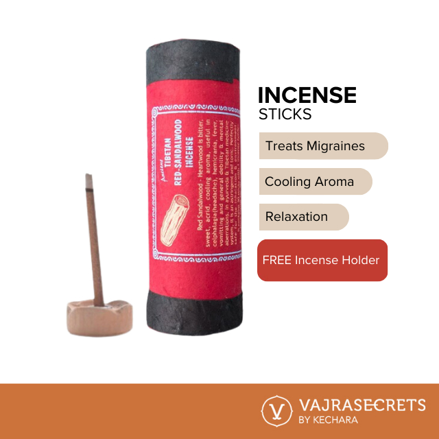 Tibetan Red Sandalwood Incense Sticks 30's Treat Headaches, Migraines