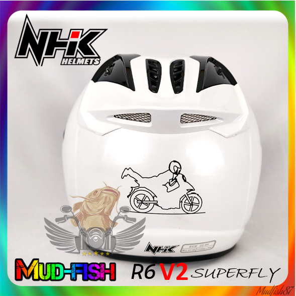 TOPI KELEDAR NHK R6 V2 SUPERFLY HELMET (GLOSSY PEARL WHITE) | Shopee ...