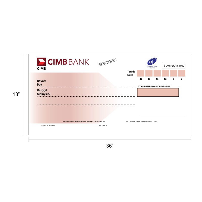 Mockup Cheque Cek Foam Board/Polycarbonate 18inch X 36inch | Shopee ...