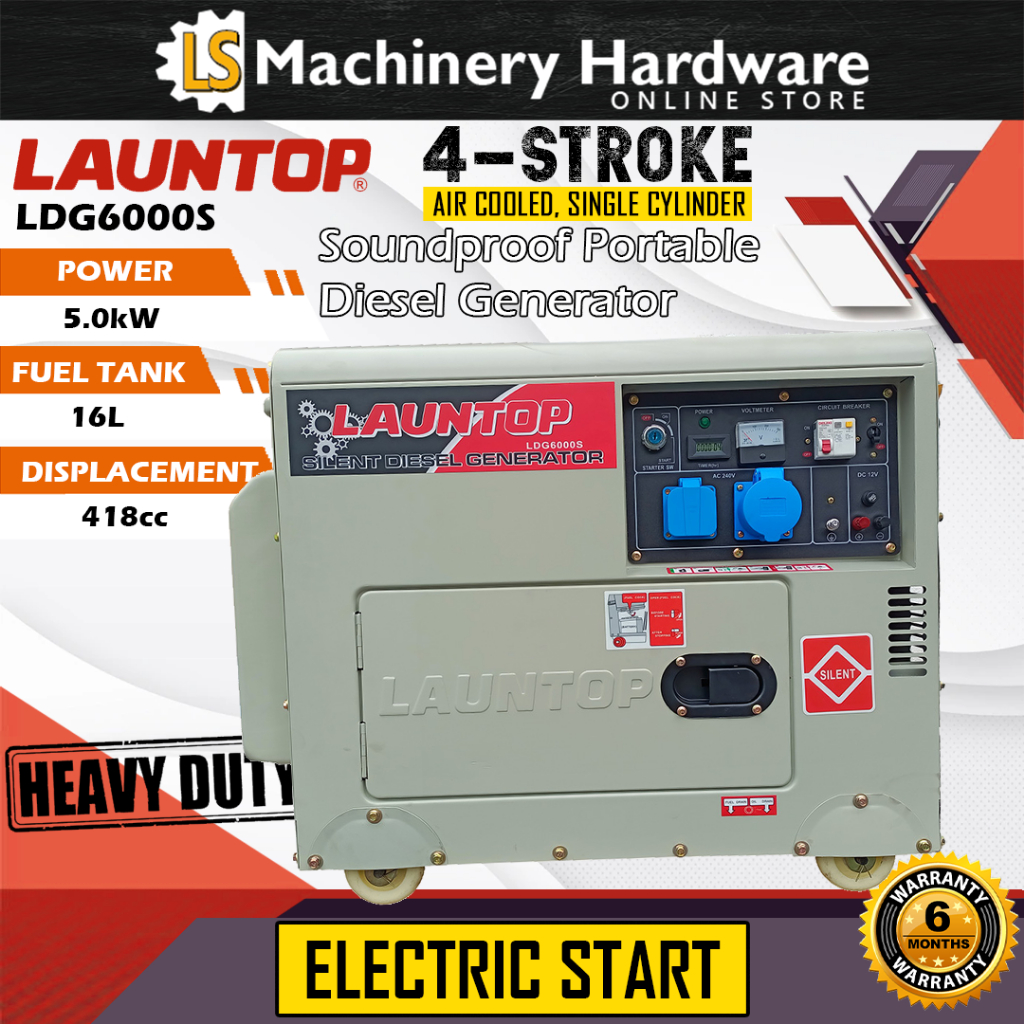 Launtop LDG6000S 5.0kW Soundproof Portable Diesel Generator - 6 Months ...