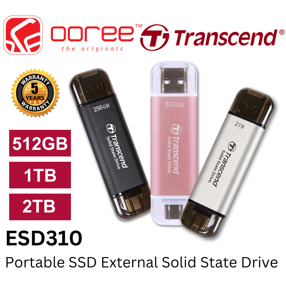 SSD Externe Transcend ESD310C - 1 To, USB Type-C + USB-A –