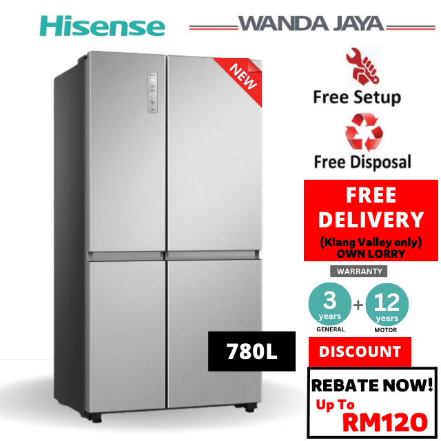 Free Delivery Hisense Side By Side 2 Door Inverter Refrigerator 780l Fridge 双门冰箱 Rs868n4asv 0251