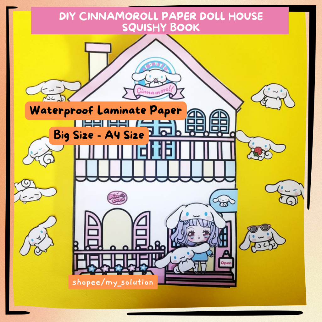 Squishy Cinnamoroll Paper Doll House Book DIY Educational Art & Craft