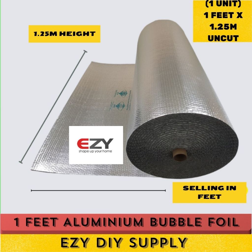 (1FEET) X 1.25M Aluminium Foil/Bubble Foil/Radiant Barrier/Reflective ...