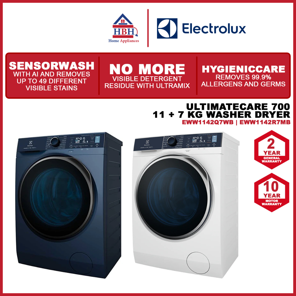 Electrolux EWW1142Q7WB EWW1142R7MB 11kg / 7kg UltimateCare 700 Washer ...