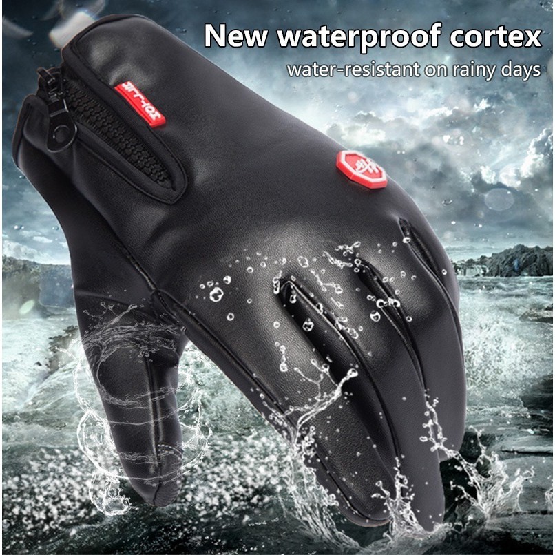 Ready Stock Waterproof Men Women Leather Riding Glove Touchscreen Cycling Winter Gloves Shopee Malaysia