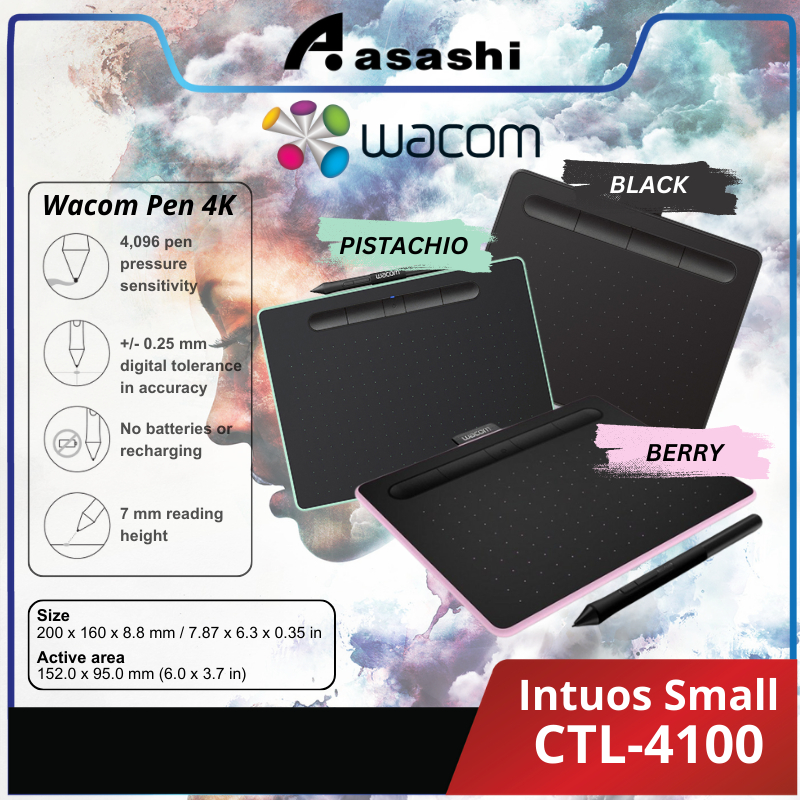 Wacom CTL-4100 Intuos Pen Drawing Tablet Small with Bluetooth CTL ...