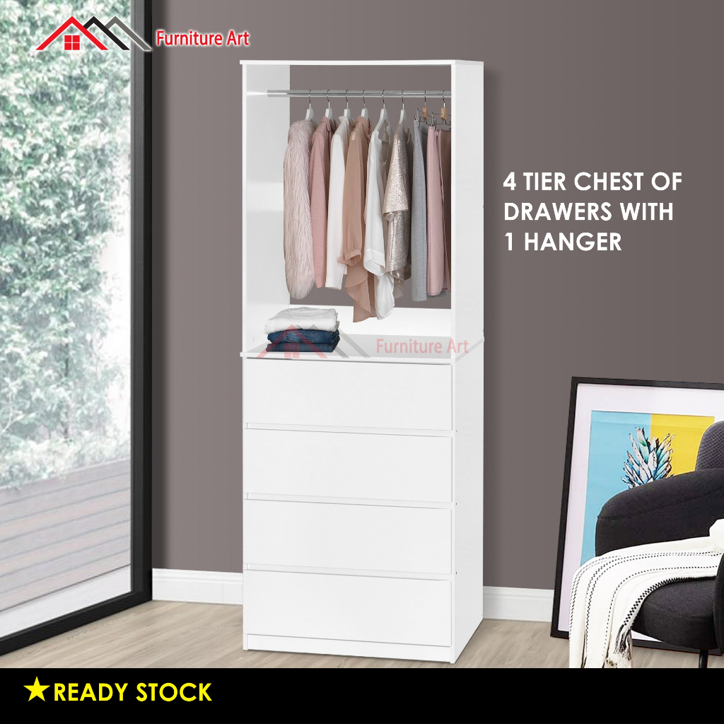 4 Tier Chest Of Drawers With 1 Hanger Chest Drawers Almari Laci Chest Of Drawers Shopee Malaysia