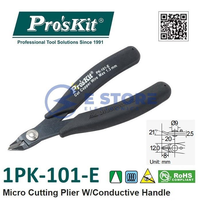 Pro'sKit 1PK-101-E Micro Cutting Plier with Conductive Handle 130mm ...