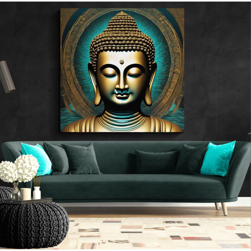 Buddha Wall Art Canvas Frame with Wooden Frame | Shopee Malaysia