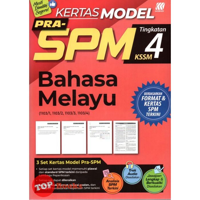 [topbooks Sasbadi] Kertas Model Pra Spm Bahasa Melayu Tingkatan 4 Kssm