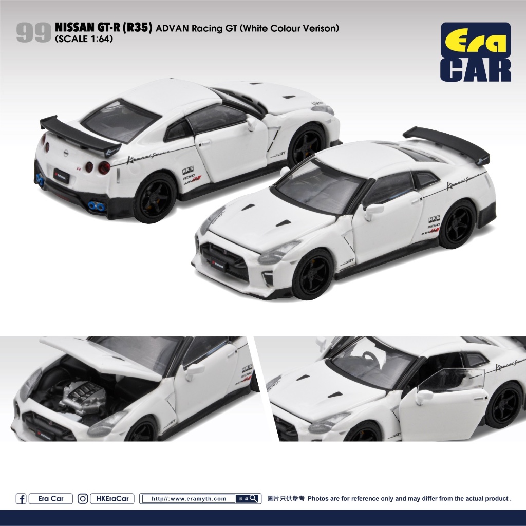 ERA CAR 1/64 NS21GTR99 NISSAN GT-R R35 ADVAN RACING GT WHITE 