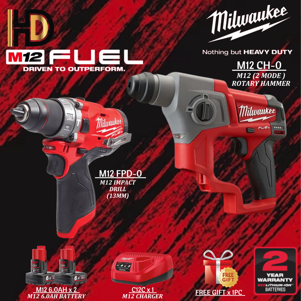 Milwaukee M12 Combo Set 2 IN 1 Package / M12 CH-602C + M12 FPD-0 / Fuel ...