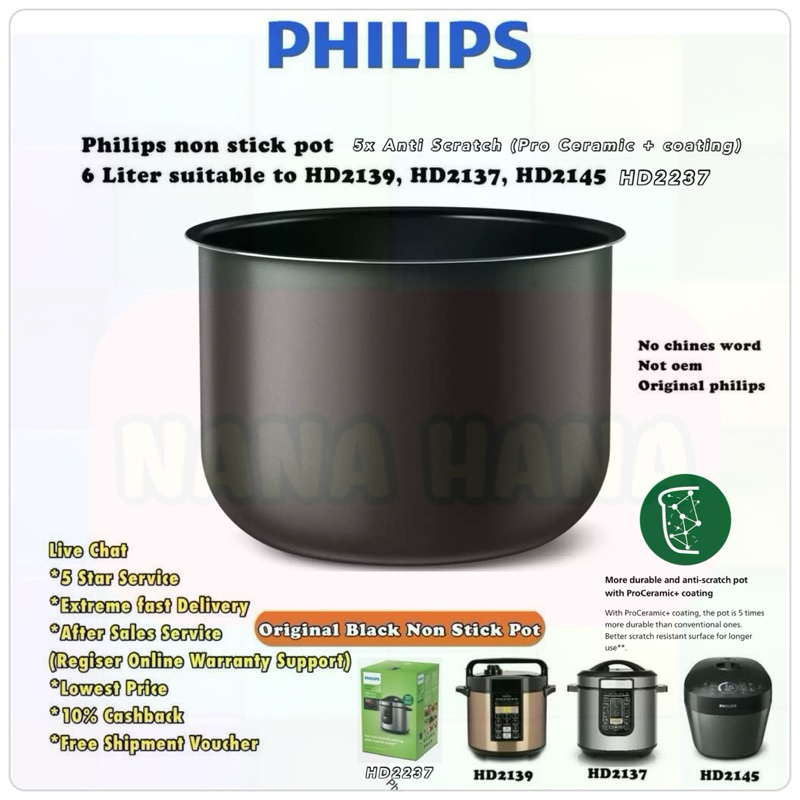 (Pro Ceramic)(Original) Philips Durable And NonStick Inner Pot For