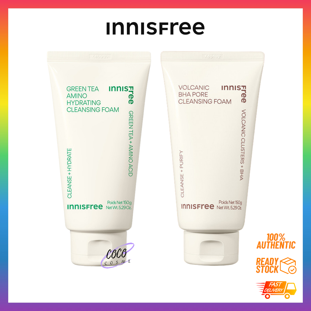 INNISFREE Green Tea Amino Hydrating Cleansing Foam / Volcanic BHA Pore