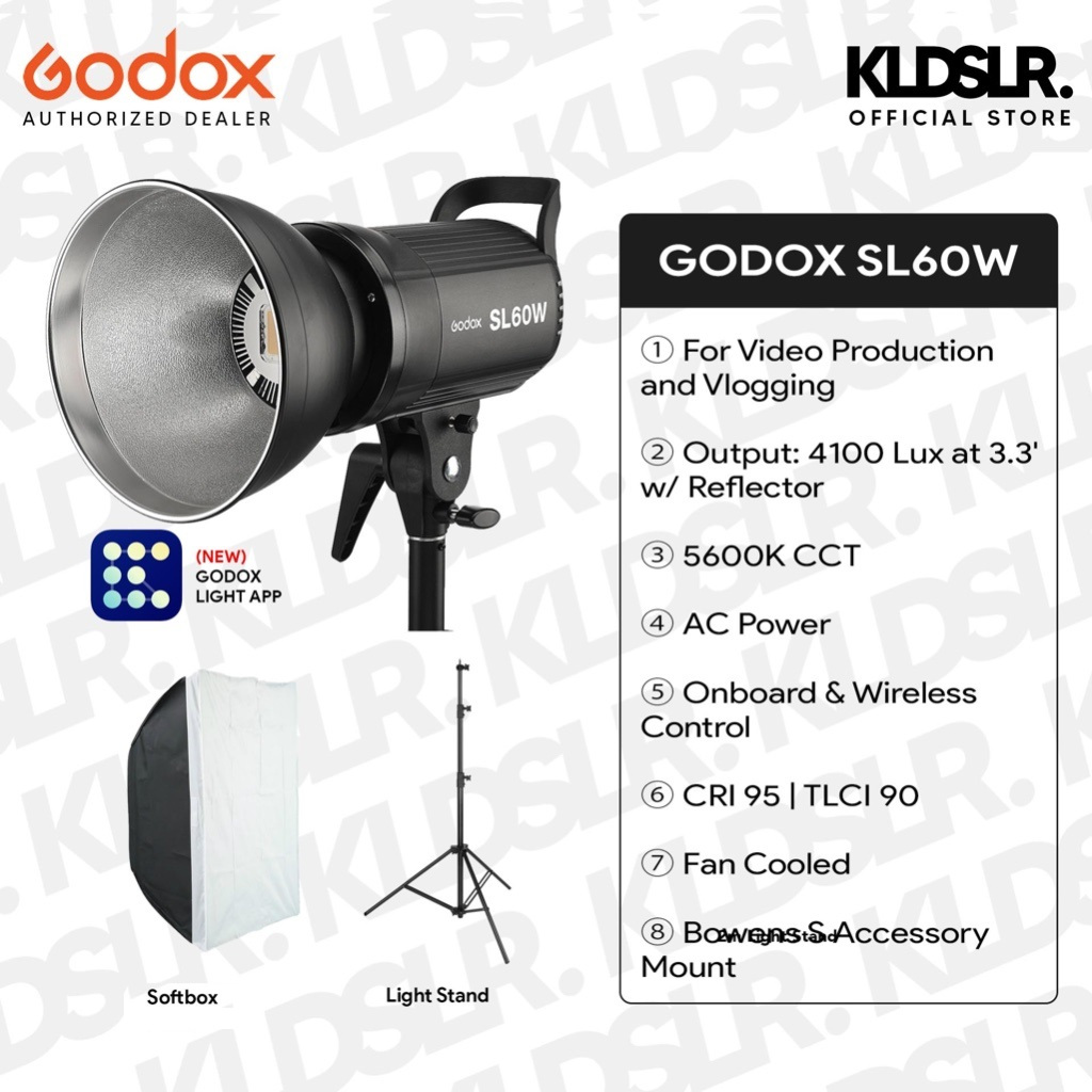 Godox Sl 60w Sl60w Sl60iid Sl60 Ii D Sl60iibi Sl60 Ii Bi Led Video Light Shopee Malaysia