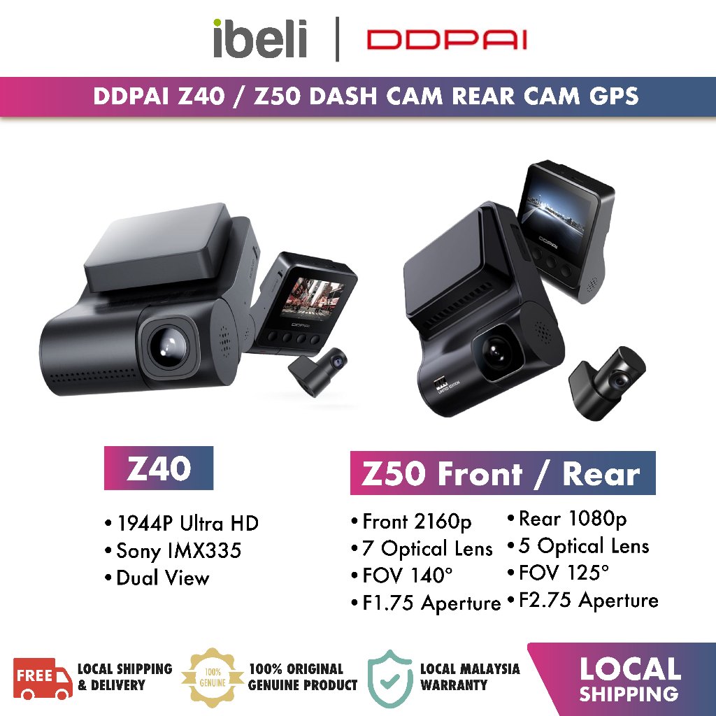 DDPAI Z40/Z50 1944P Dash Cam GPS Rear Cam | Shopee Malaysia