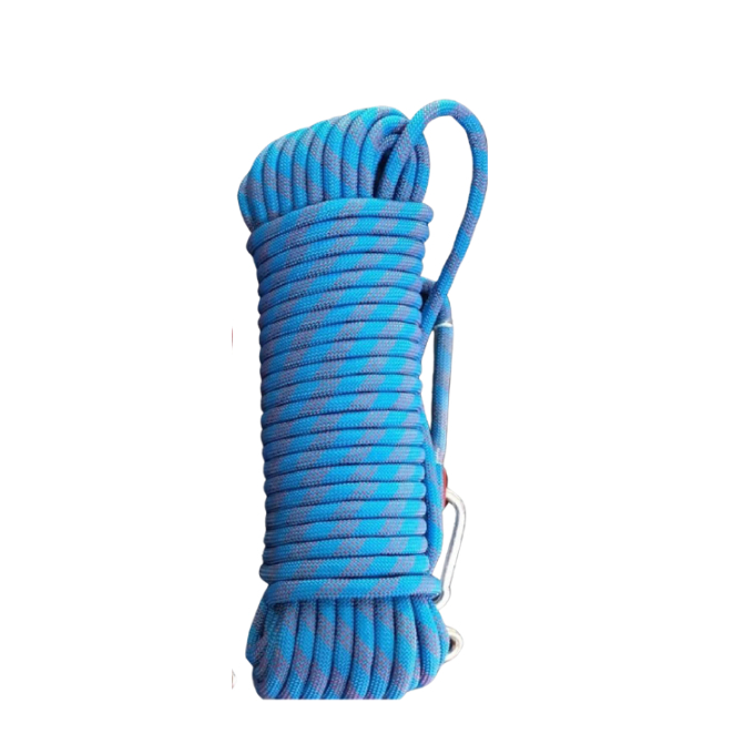 blue 10mm- 10m Climbing Rope 2 Hooks Tali Panjat Pokok Outdoor Safety  Survival Equipment Paracord Cord登山绳