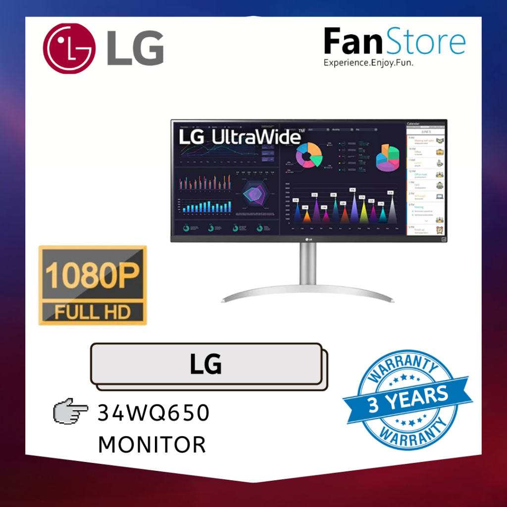 LG 34WQ650-W 34 21:9 UltraWide Full HD (2560 x 1080) 100Hz IPS Monitor  195174028117