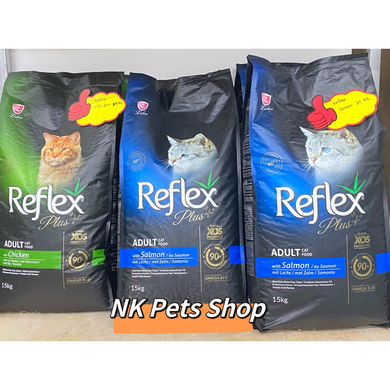 Reflex plus adult cat food chicken 15kg / Reflex plus adult cat food salmon 15kg Shopee Malaysia