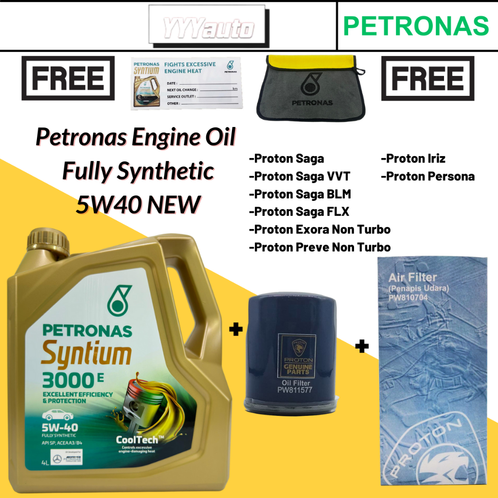 Petronas Syntium 3000 E 5W40 NEW SN/CF Fully Synthetic Engine Oil 4L ...