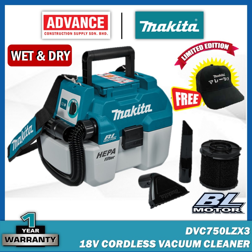 MAKITA DVC750 / DVC750LZ / DVC750LZX3 18V Cordless Portable Vacuum Cleaner (Wet & Dry) Shopee