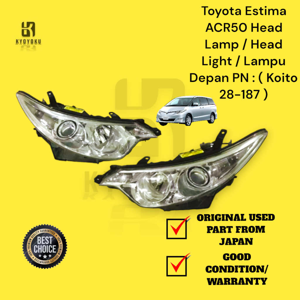 KYOYOKU - Toyota Estima ACR50 Head Lamp / Head Light / Lampu Depan PN ...