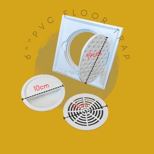 PVC Floor Trap 6" / Floor Grating anti inserts / Bathroom Floor Trap