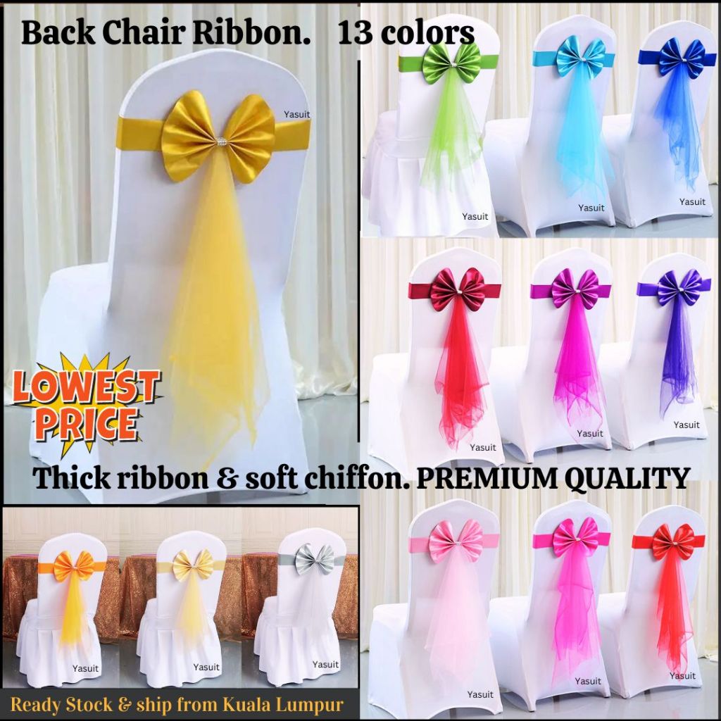 Gallery Detail: Premium Quality Back Chair Ribbon Banquet Wedding Event Function Reben