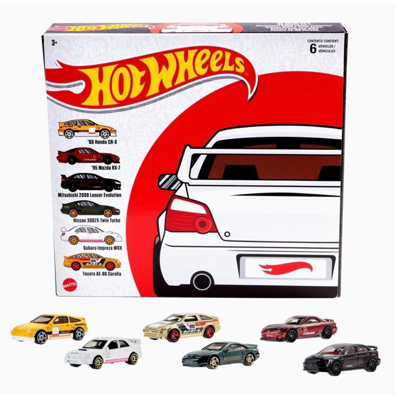 Hot Wheels JDM Box 6Pack | Honda CRX Mazda RX7 Mitsubishi Lancer Nissan ...