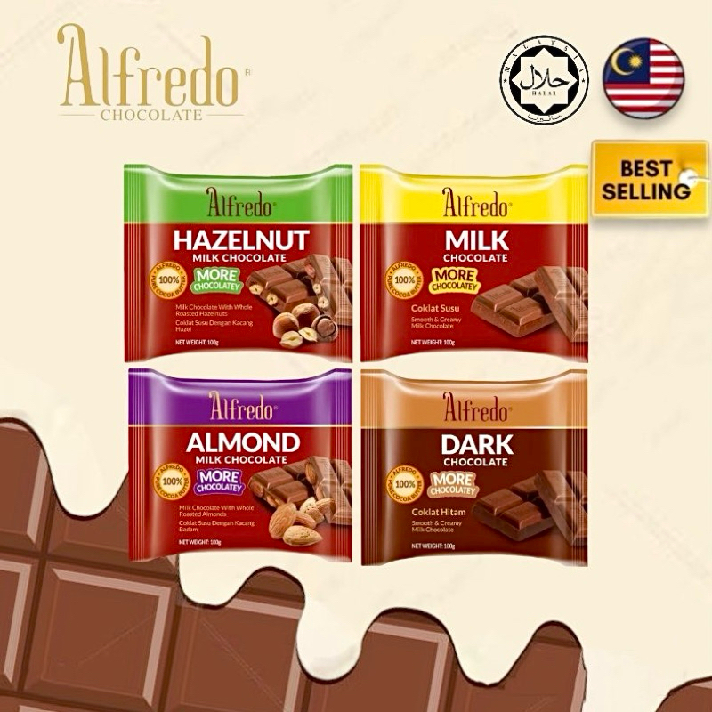 Alfredo Chocolate Bar MADE WITH 100 PURE COCOA BUTTER (100g / 37g