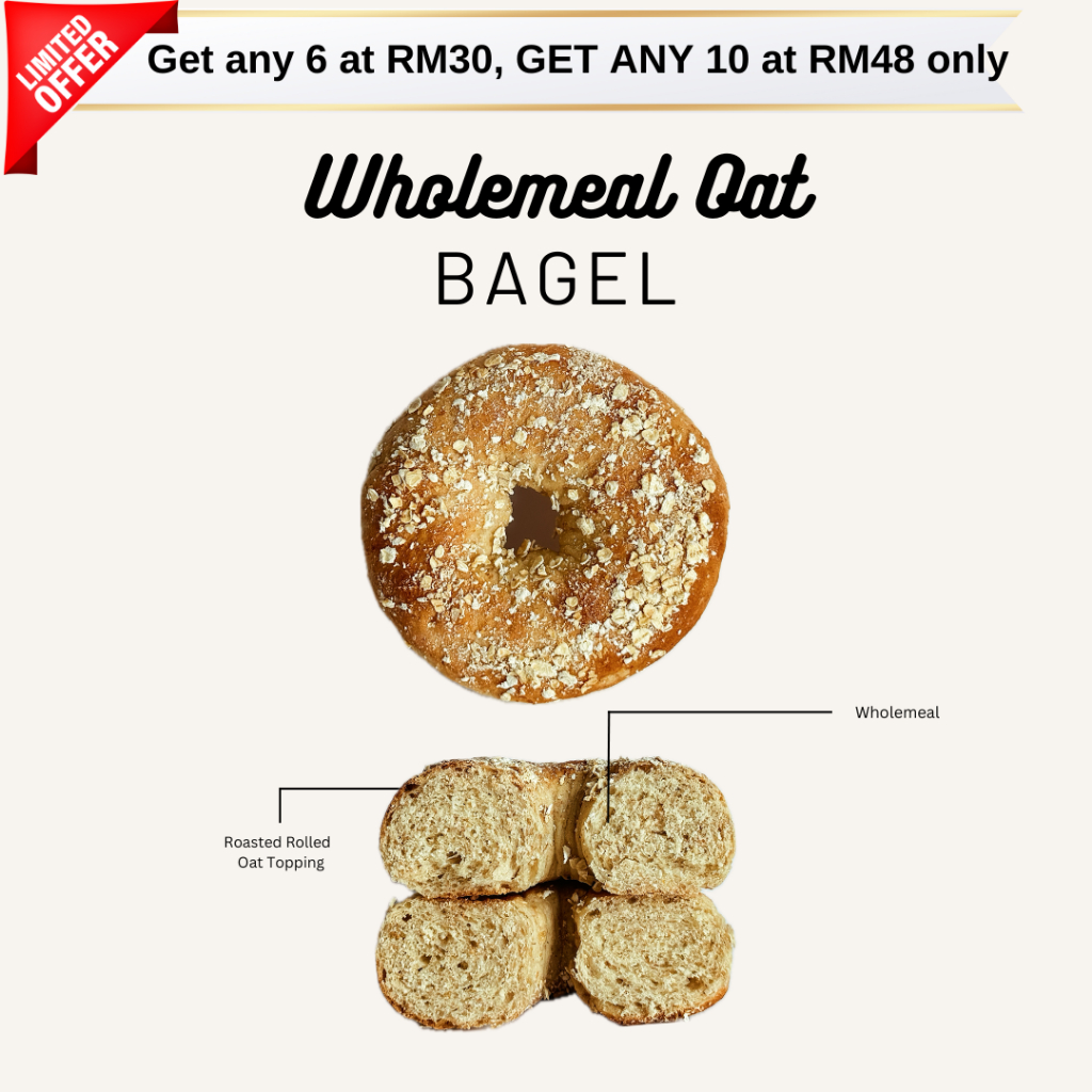 HALAL BAGEL Wholemeal Oat Healthy, Less Sugar, No Fat Breakfast